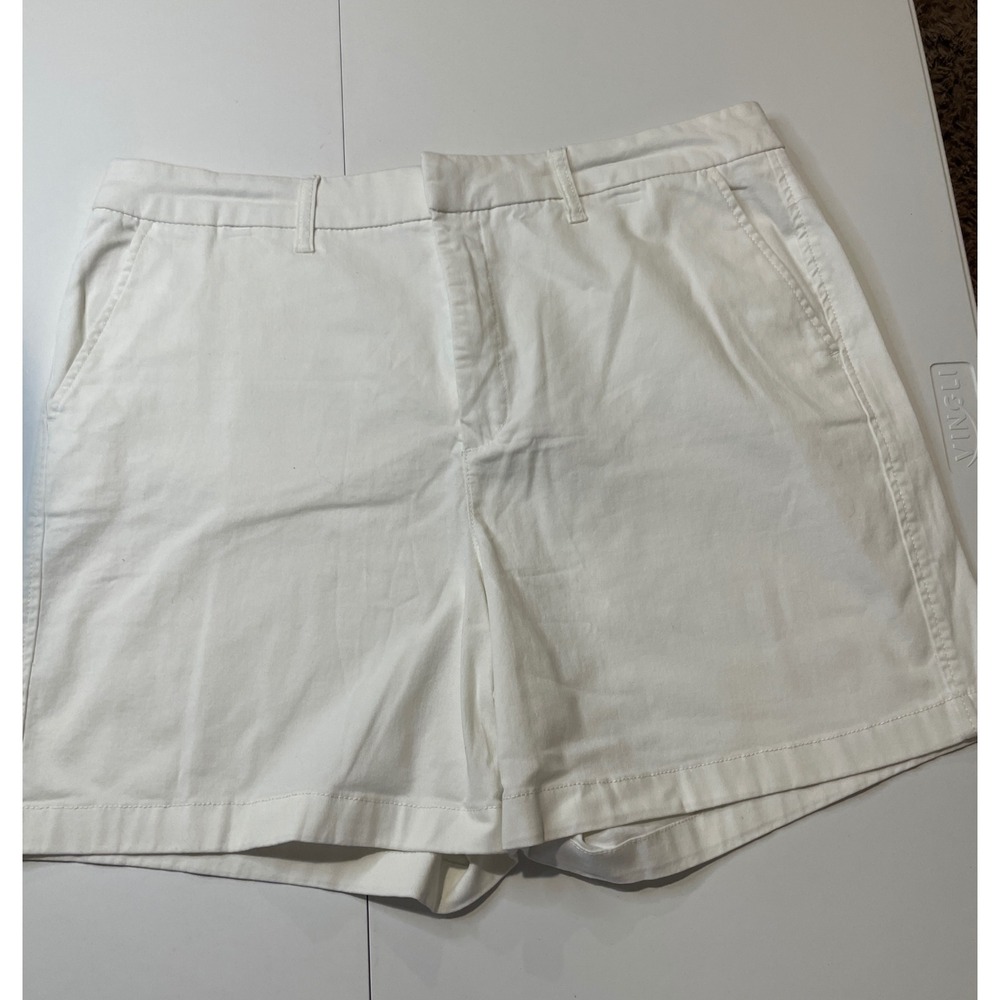 Anne Klein Jeans Womens White Chino Shorts Size 16 Mid Rise Cotton Blend Twill